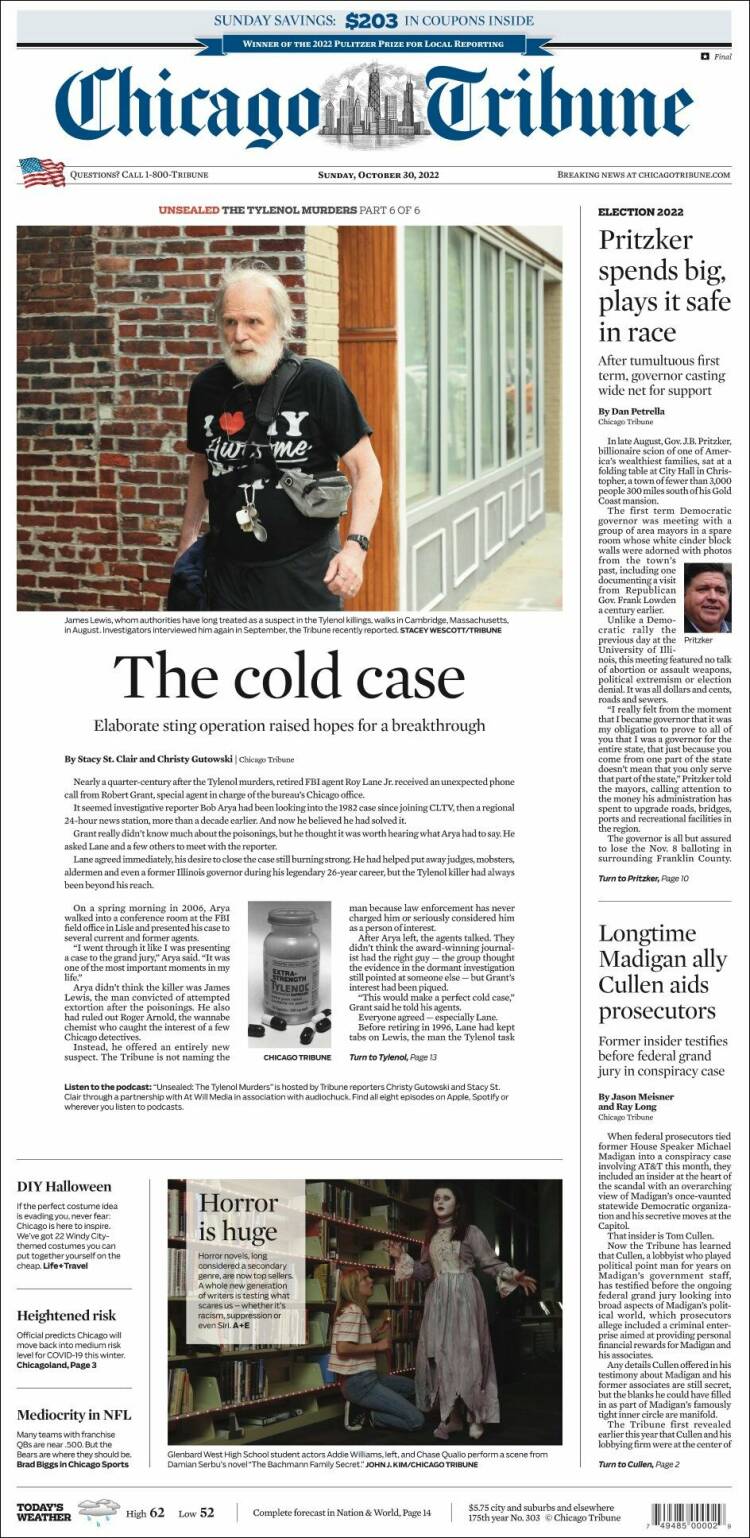 Portada de Chicago Tribune (USA)