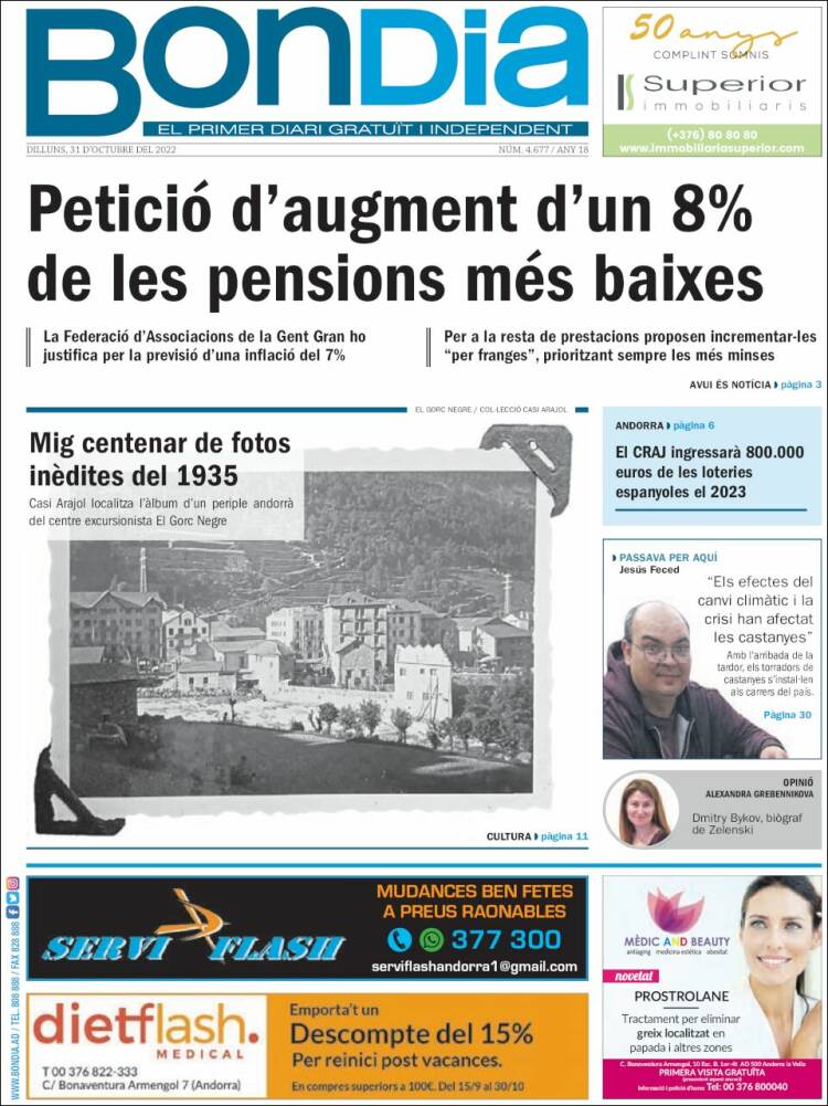 Portada de Diari Bondia (Andorra)