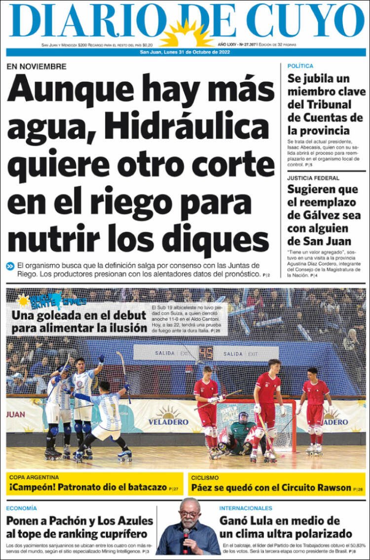 Portada de Diario de Cuyo (Argentina)