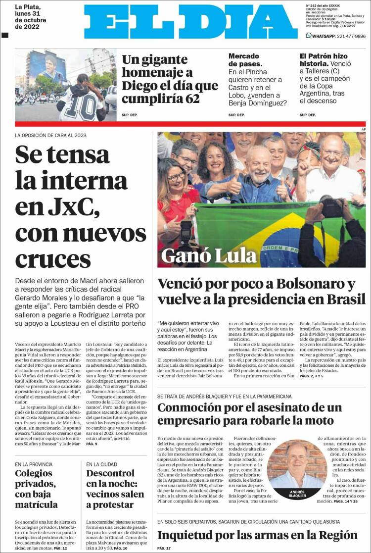 Portada de El Día de la Plata (Argentina)