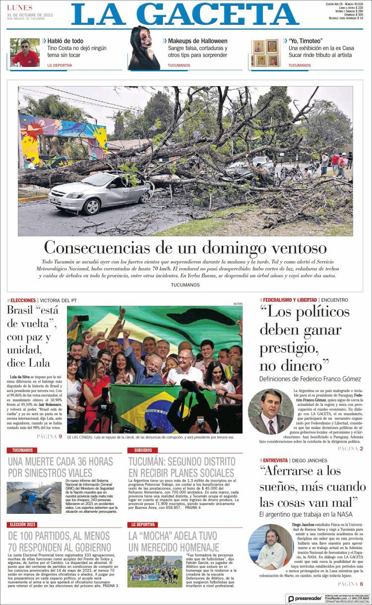 Portada de La Gaceta (Argentina)