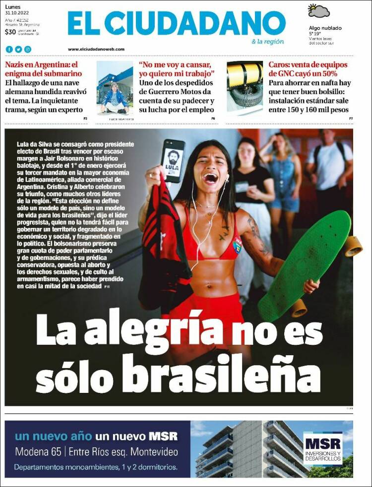 Portada de Diario El Ciudadano (Argentina)