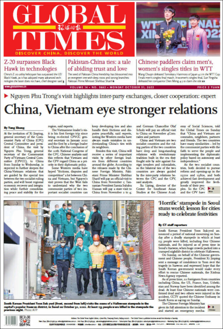Portada de The Global Times (China)