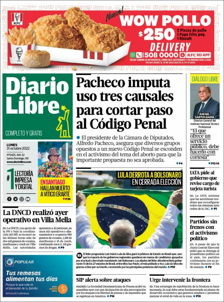 Portada de Diario Libre (R. Dominicana)