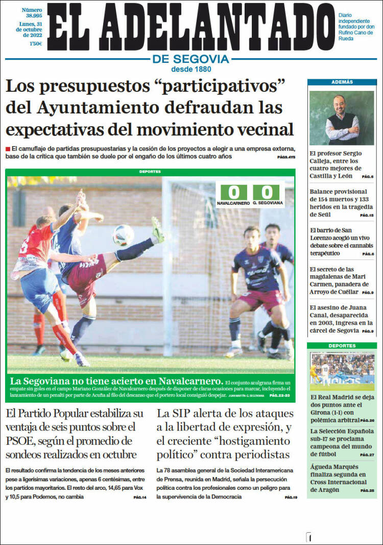 Portada de El Adelantado de Segovia (Espa&ntilde;a)