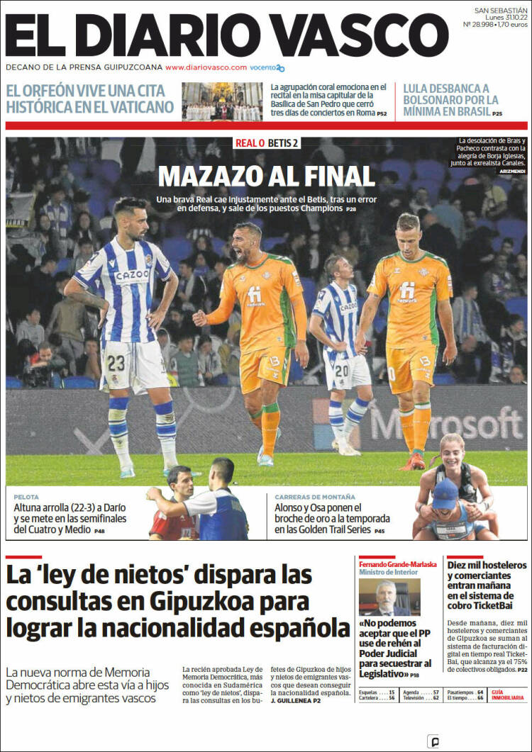 Portada de Diario Vasco (Espa&ntilde;a)