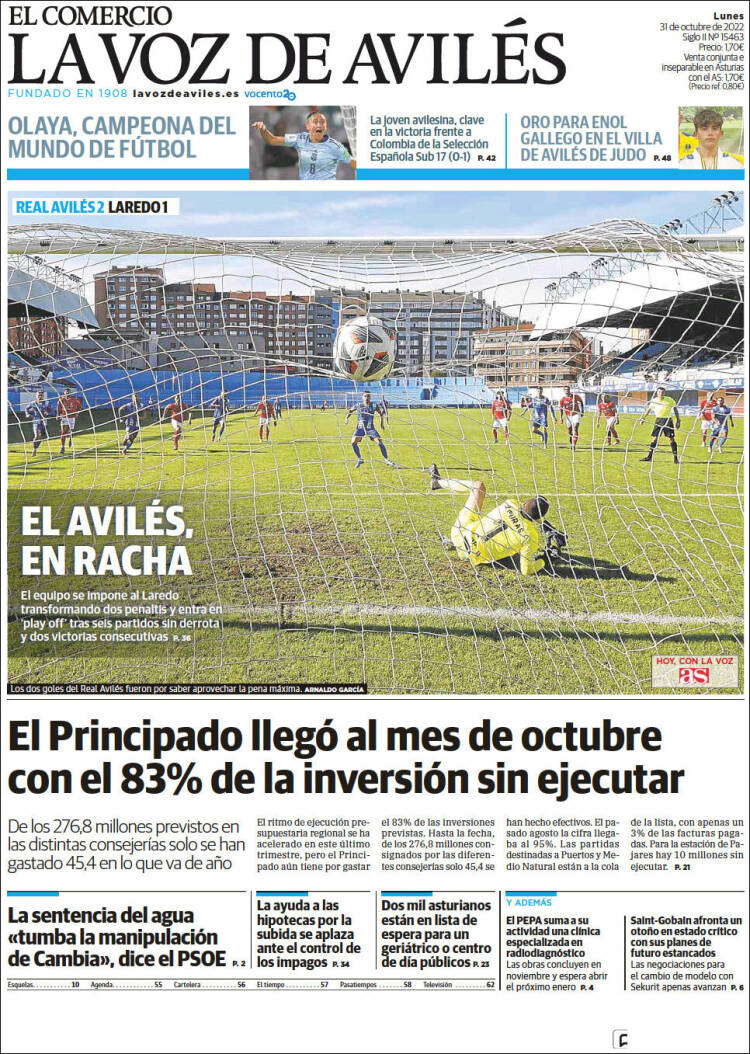 Portada de El Comercio - Avilés (Espa&ntilde;a)