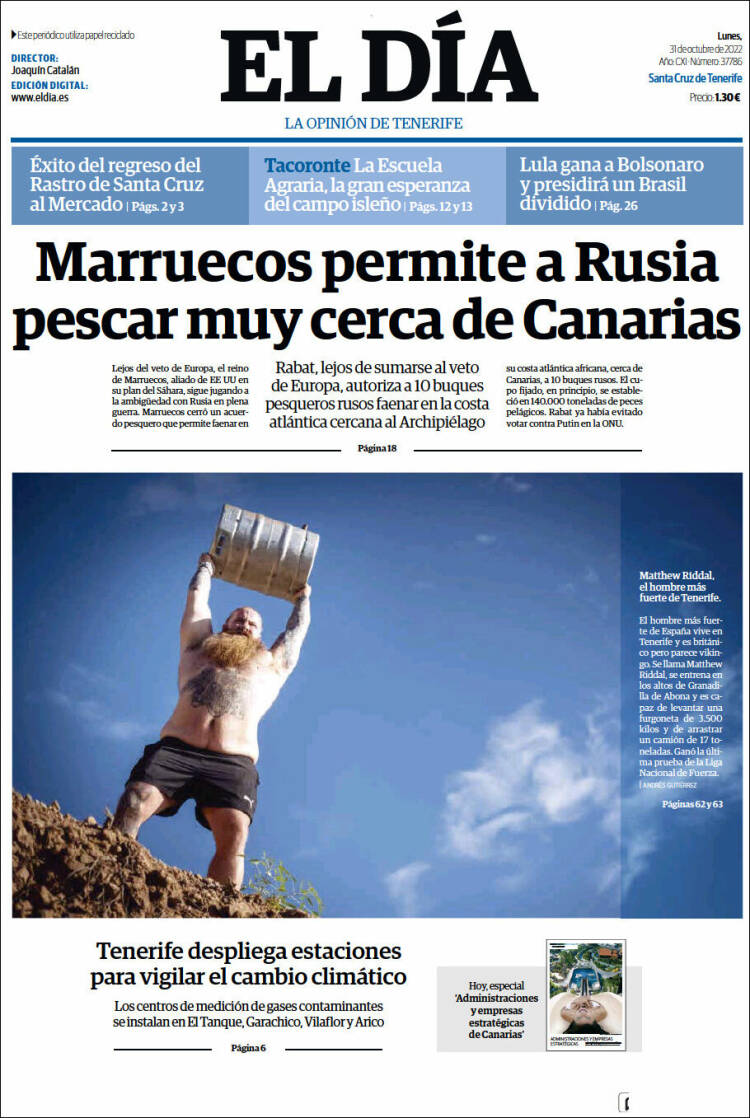 Portada de El Día (Espa&ntilde;a)