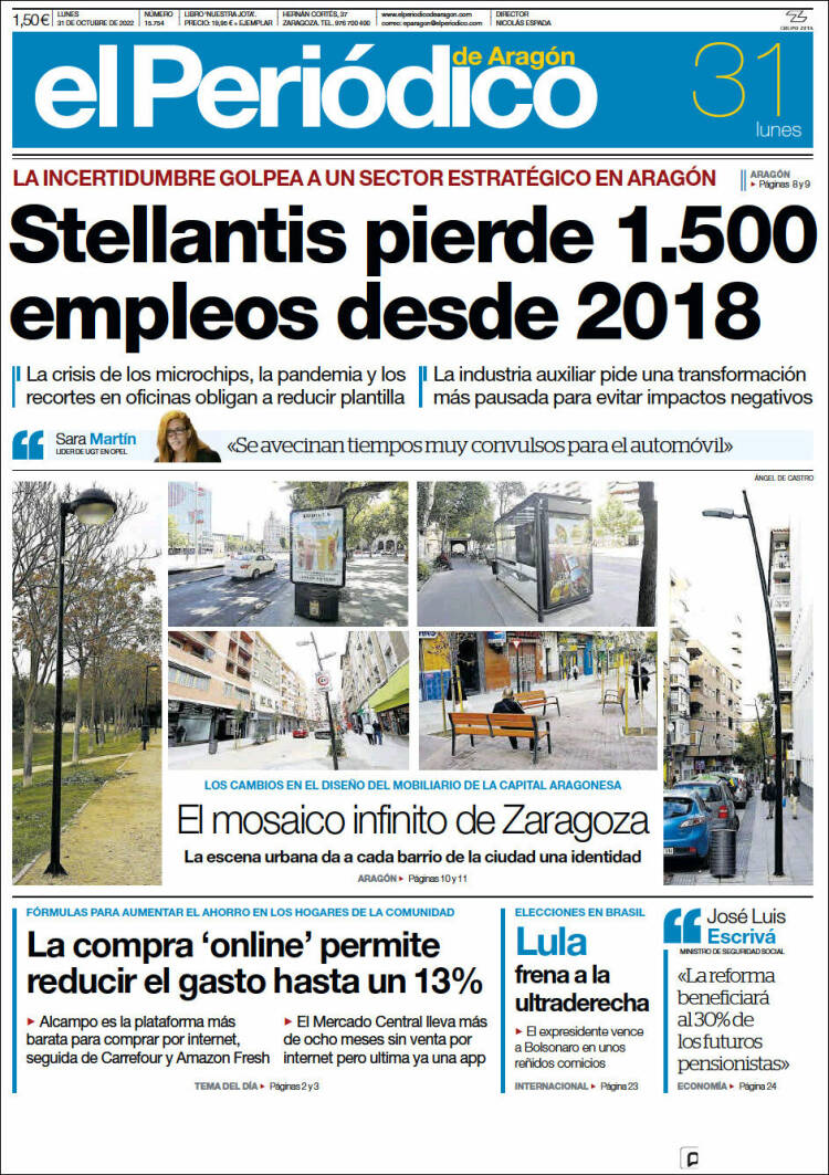 Portada de El Periódico de Aragón (Espa&ntilde;a)