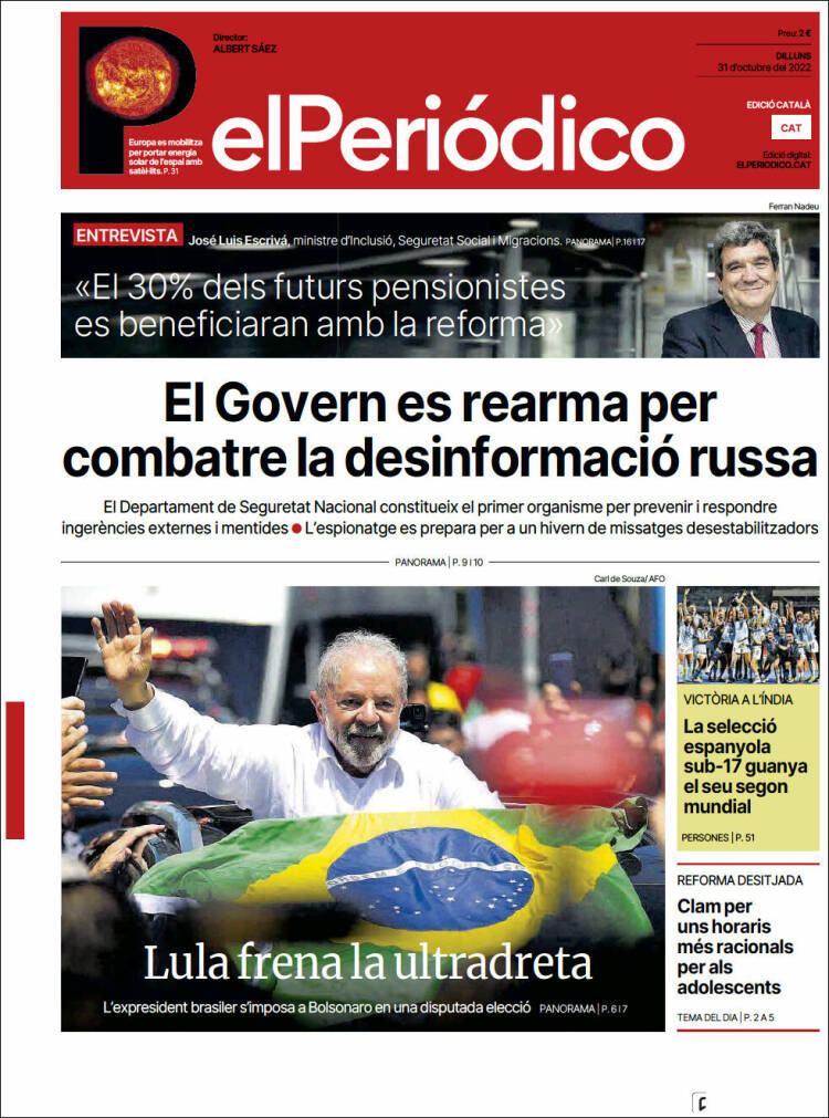 Portada de El Periódico de Catalunya (Espa&ntilde;a)