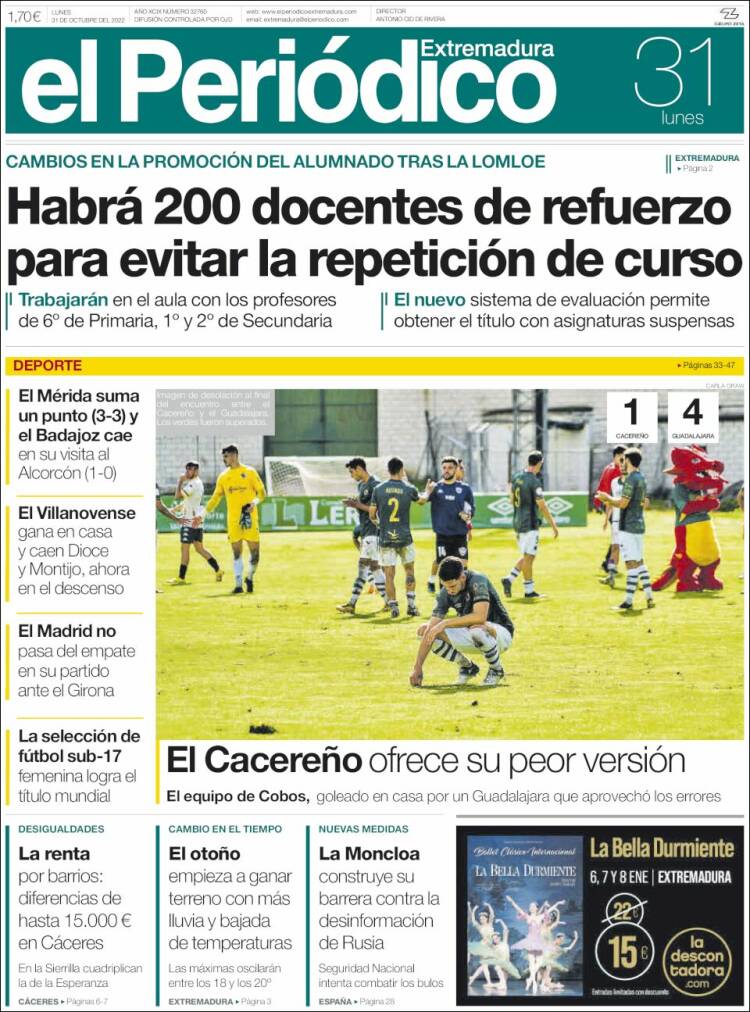 Portada de El Periódico de Extremadura (Espa&ntilde;a)