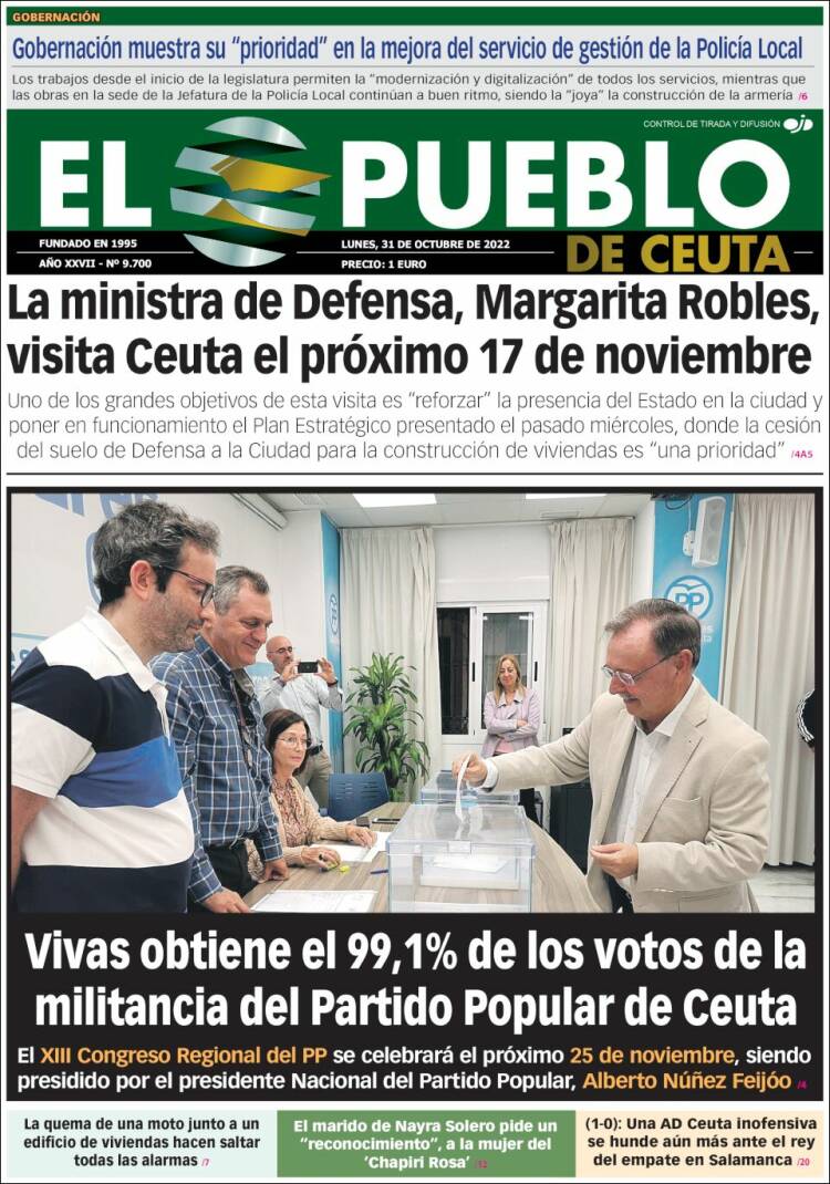 Portada de El Pueblo de Ceuta (Espa&ntilde;a)