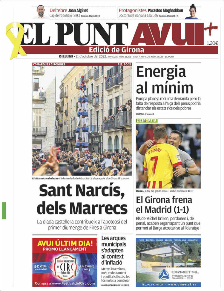 Portada de El Punt Avui - Girona (Espa&ntilde;a)