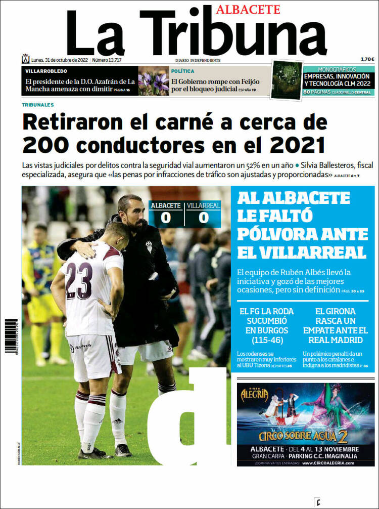 Portada de La Tribuna de Albacete (Espa&ntilde;a)