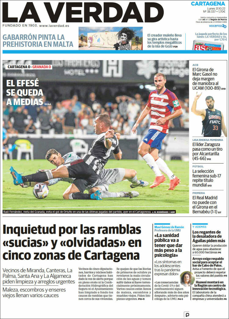 Portada de La Verdad de Cartagena (Espa&ntilde;a)