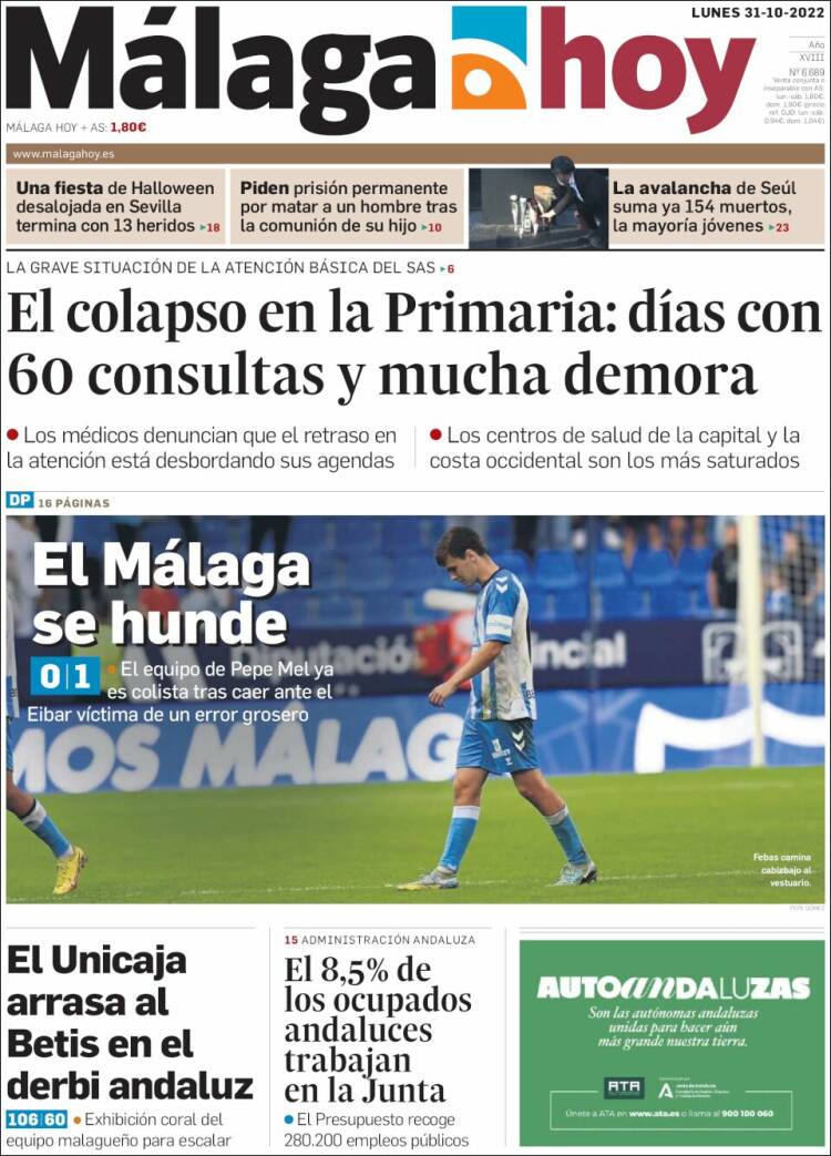 Portada de Málaga Hoy (Espa&ntilde;a)