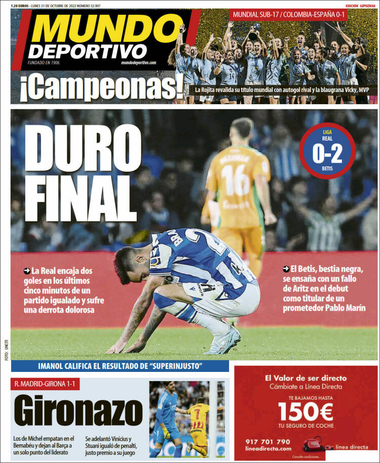 Portada de Mundo Deportivo Gipuzkoa (Espa&ntilde;a)