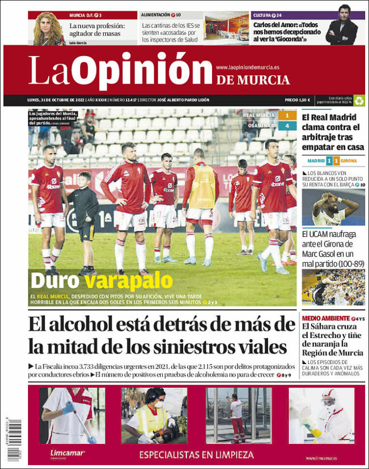 Portada de La Opinión de Murcia (Espa&ntilde;a)