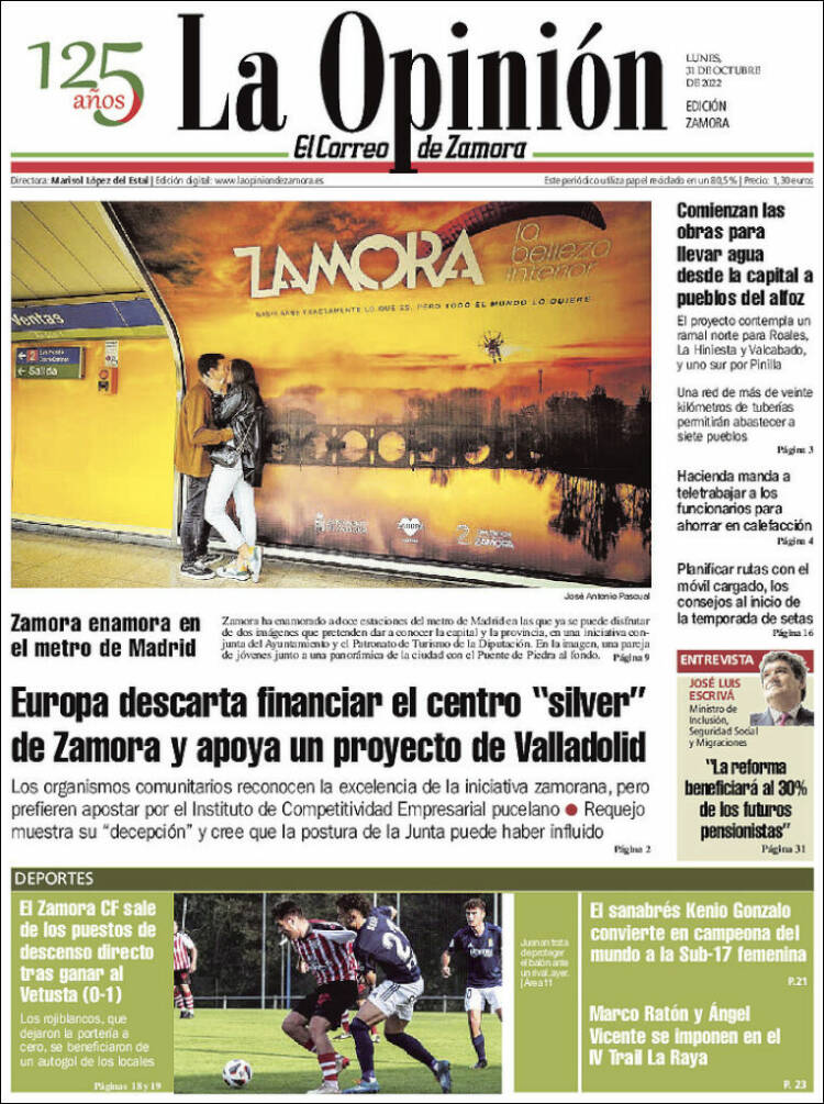 Portada de La Opinión - El Correo de Zamora (Espa&ntilde;a)
