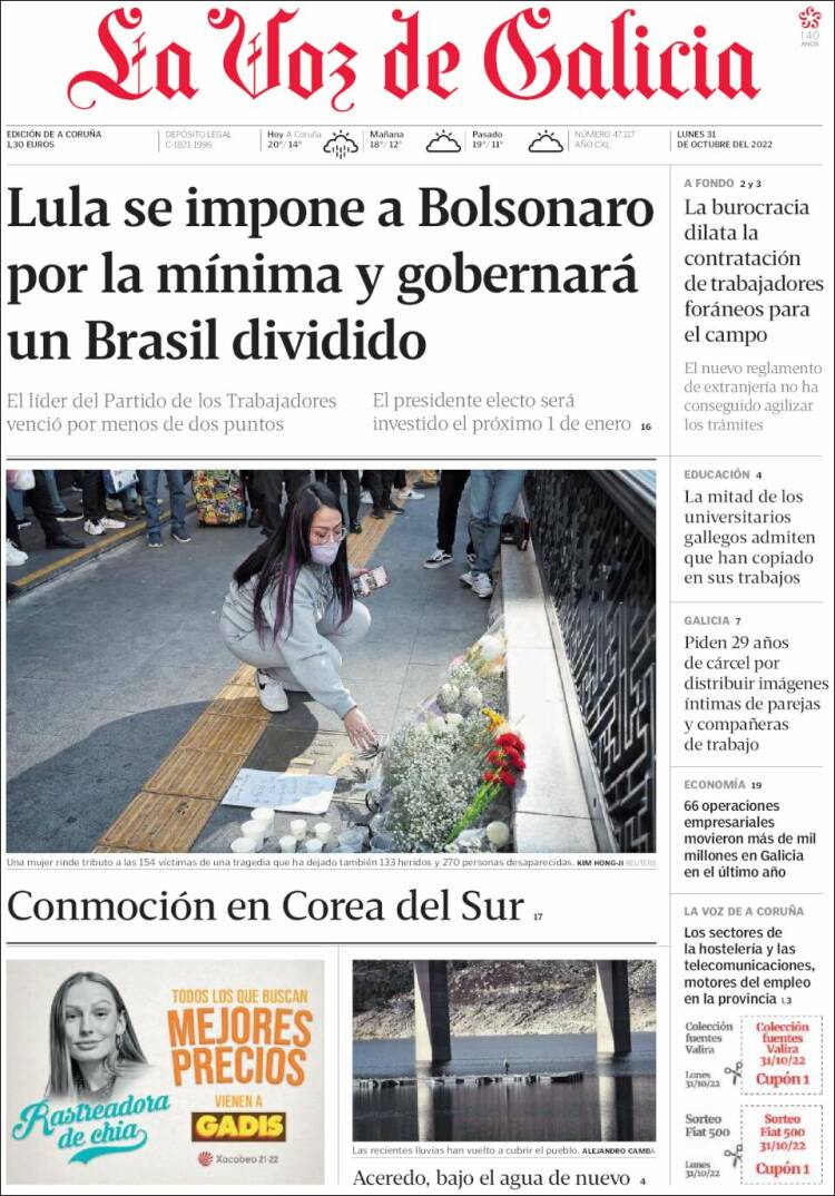 Portada de La Voz de Galicia (Espa&ntilde;a)