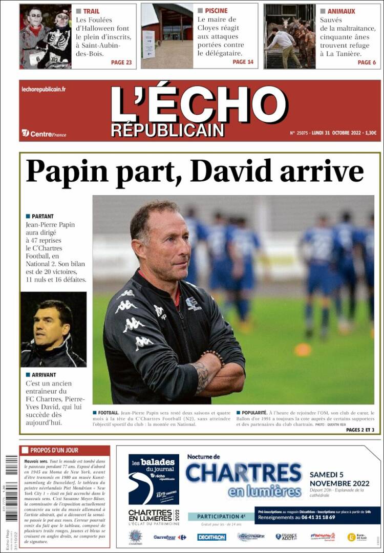 Portada de L'Echo Républicain (Francia)