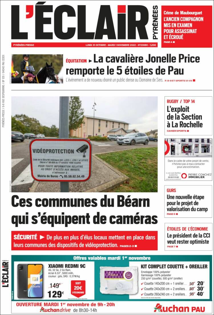 Portada de L'Eclair des Pyrénées (Francia)