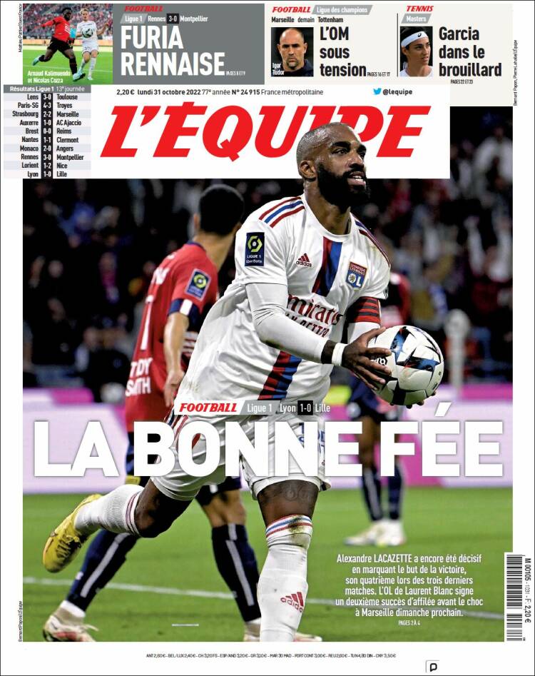 Portada de L'Equipe (Francia)
