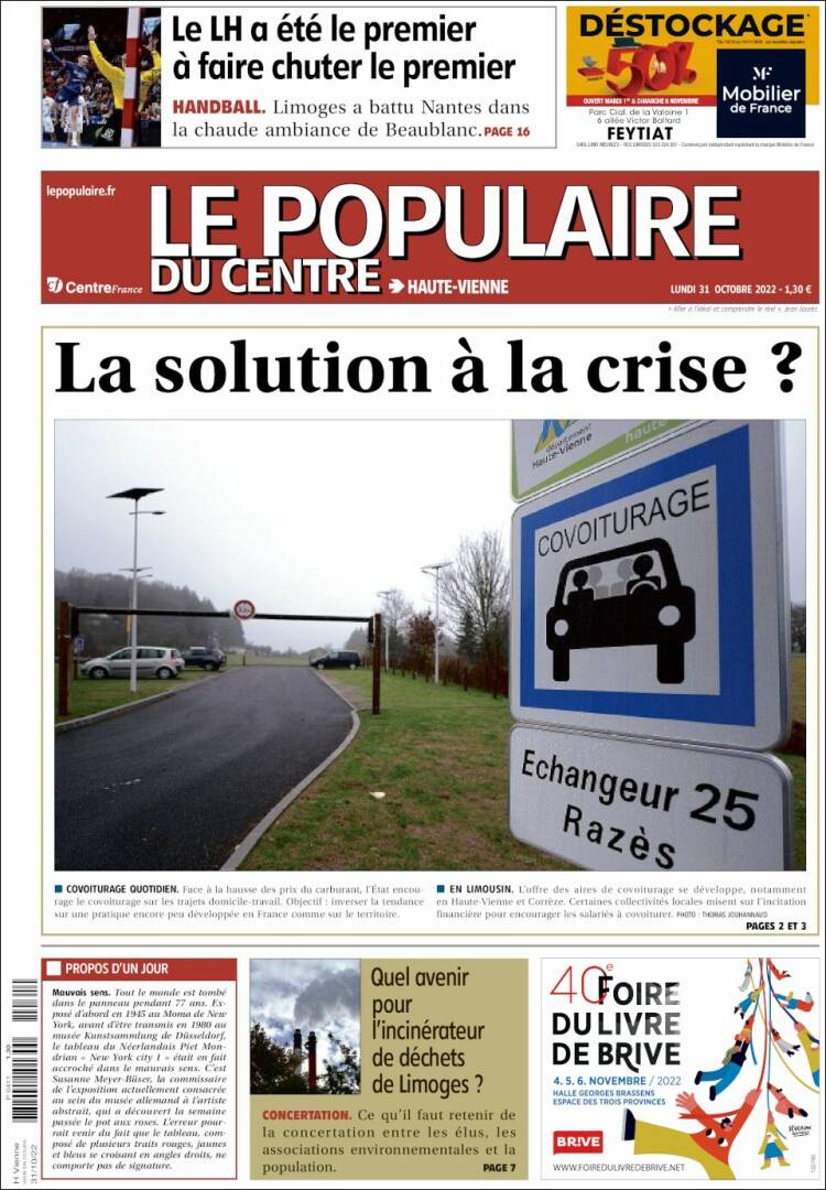 Portada de Le Populaire du Centre (Francia)
