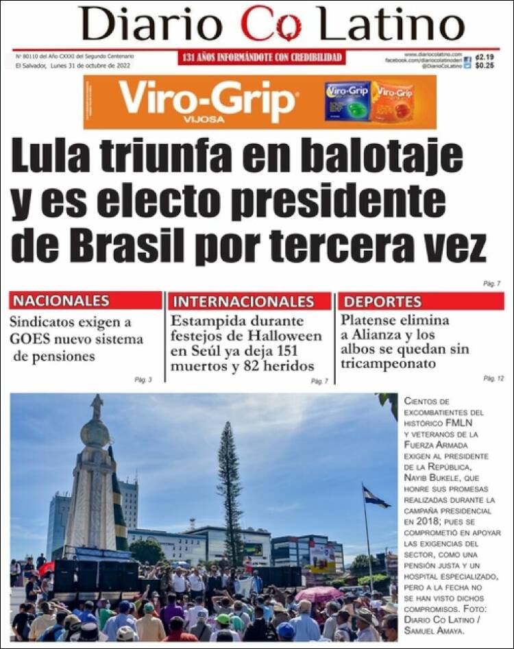 Portada de Diario Co Latino (El Salvador)