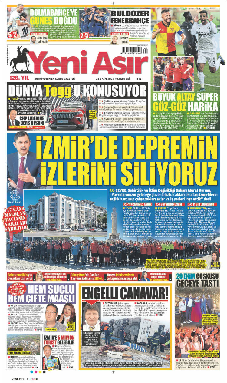 Portada de Yeni Asır (Turqu&iacute;a)