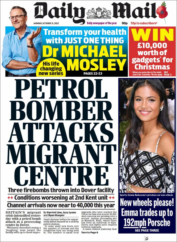 Portada de Daily Mail (Reino Unido)