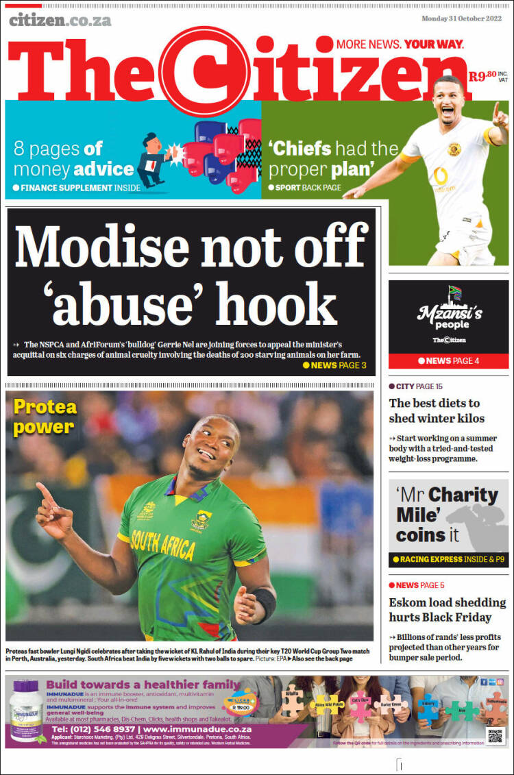 Portada de The Citizen (Sud&aacute;frica)
