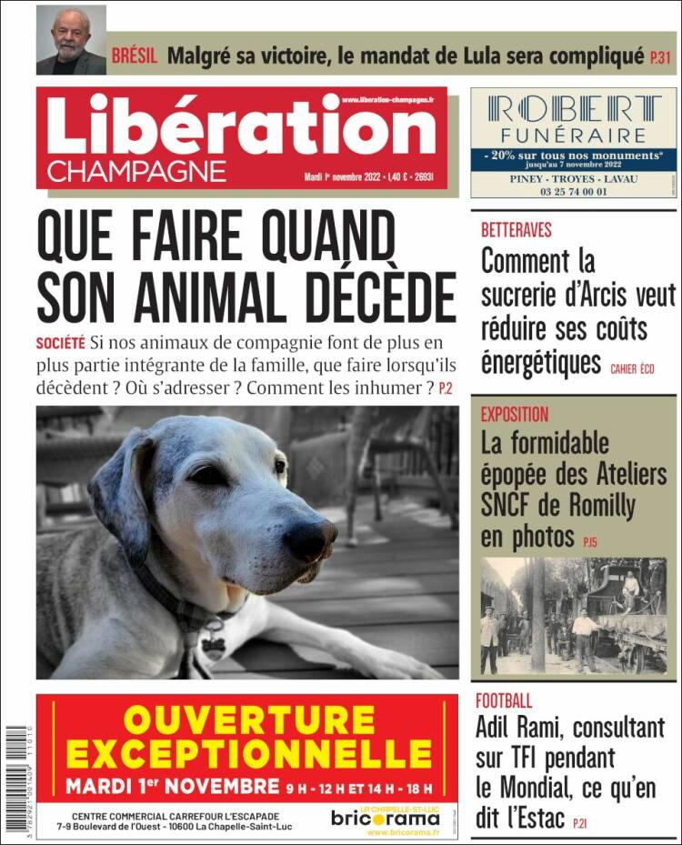 Portada de Libération Champagne (Francia)