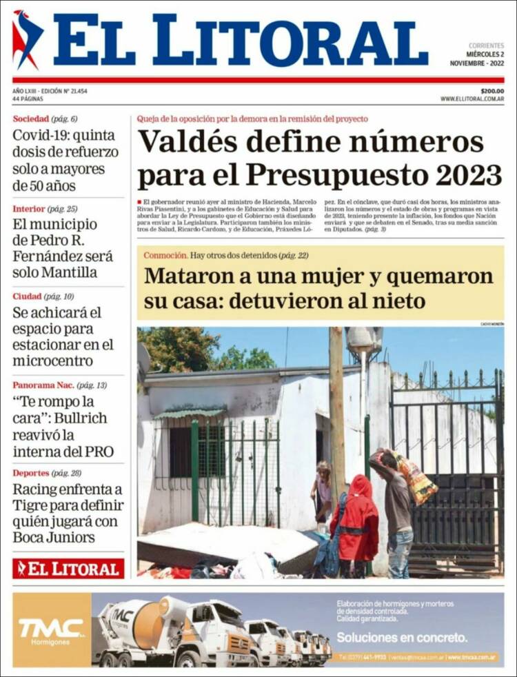 Portada de El Litoral Corrientes (Argentina)