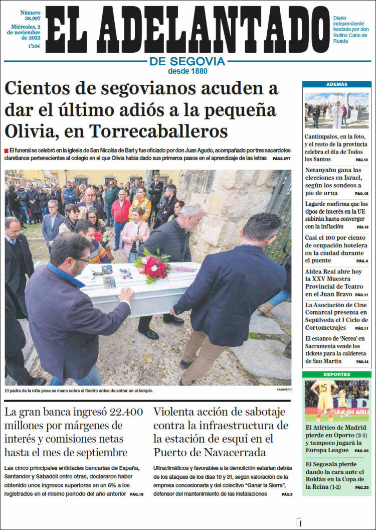 Portada de El Adelantado de Segovia (España)