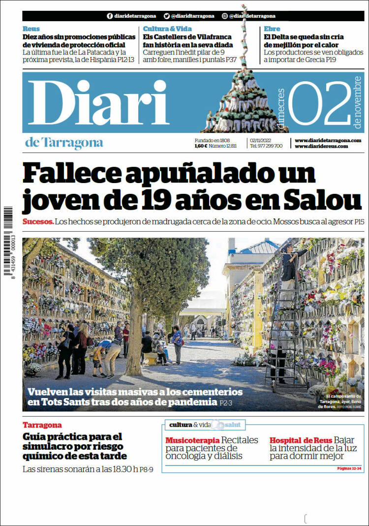 Portada de Diari de Tarragona (España)