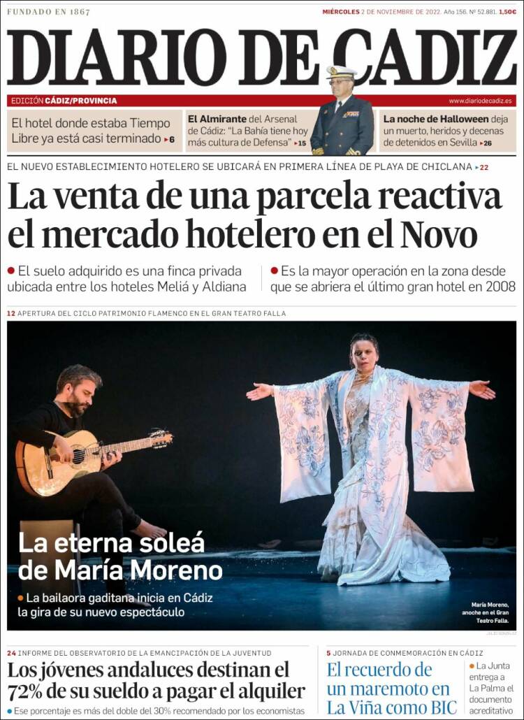 Portada de Diario de Cádiz (España)