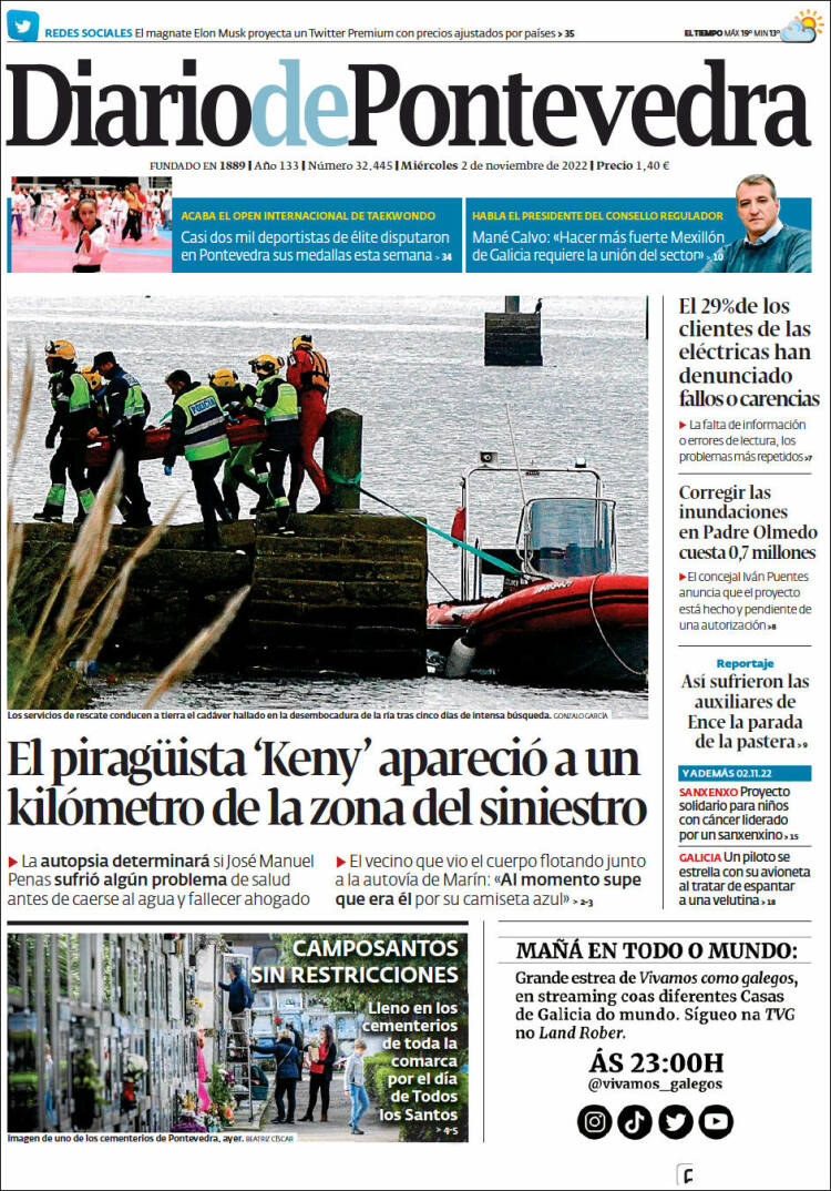 Portada de Diario de Pontevedra (España)