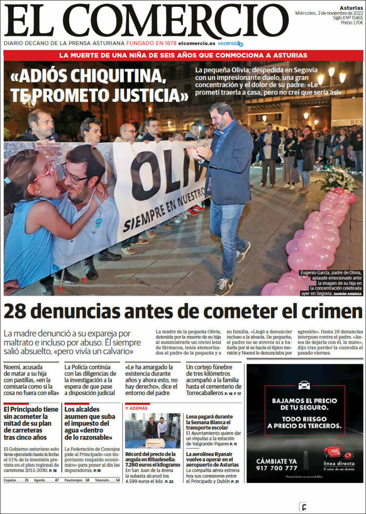 Portada de El Comercio (España)
