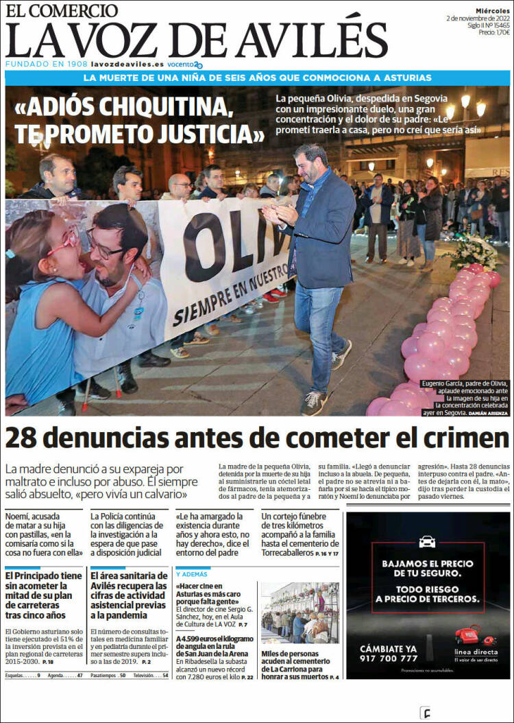Portada de El Comercio - Avilés (España)