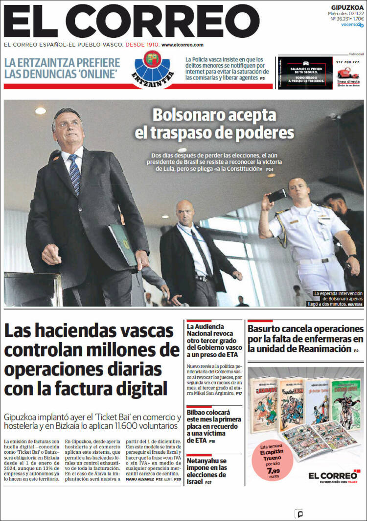 Portada de El Correo - Guipuzcoa (España)
