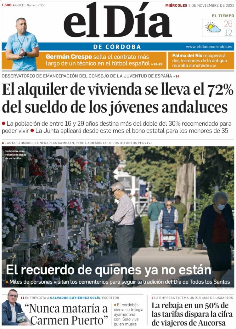 Portada de El Día de Córdoba (España)
