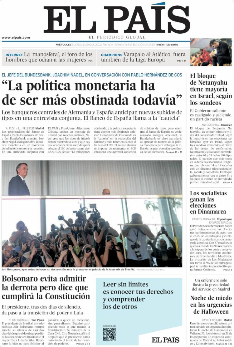 Portada de El País (España)