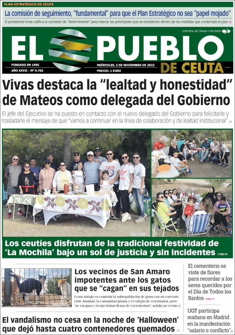 Portada de El Pueblo de Ceuta (España)