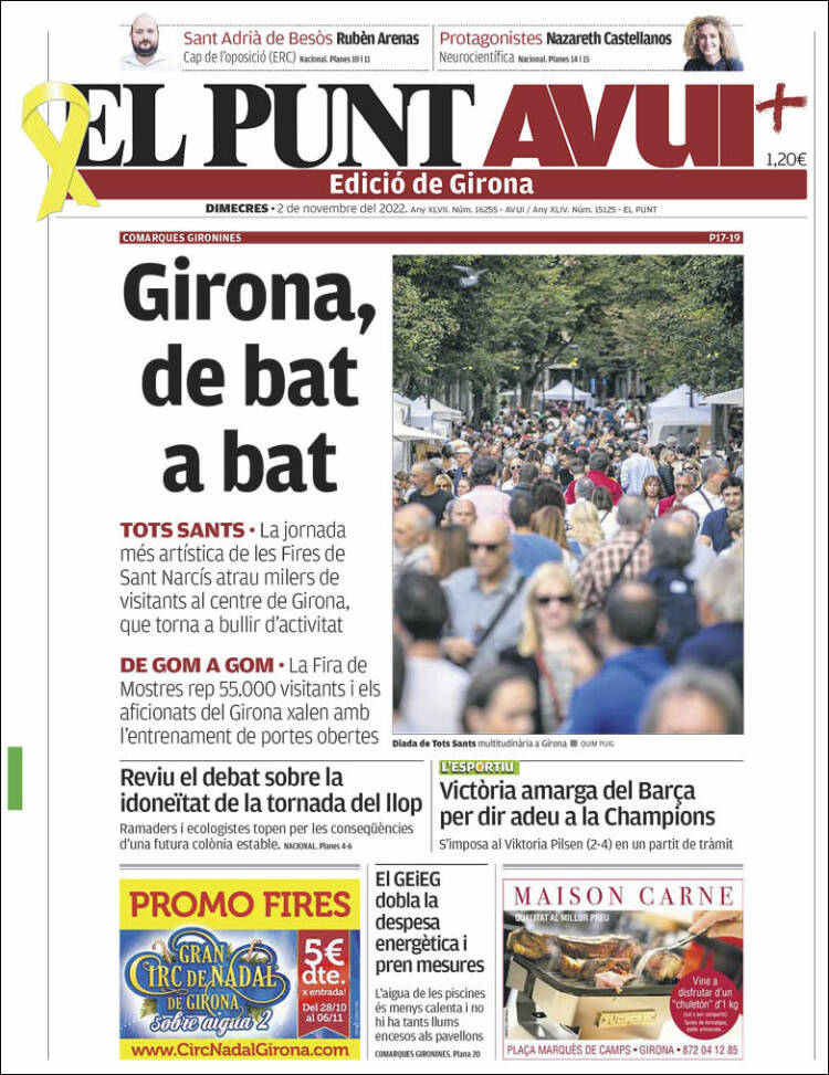 Portada de El Punt Avui - Girona (España)