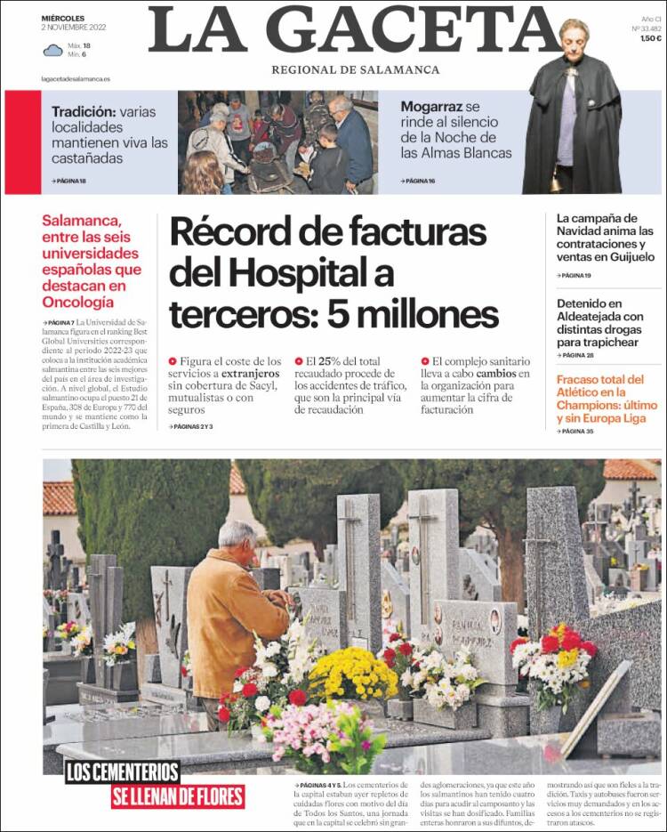 Portada de La Gaceta de Salamanca (España)