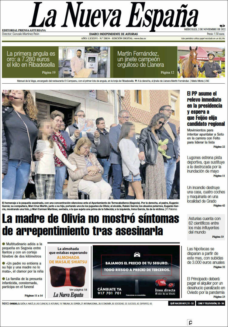 Portada de La Nueva España (España)