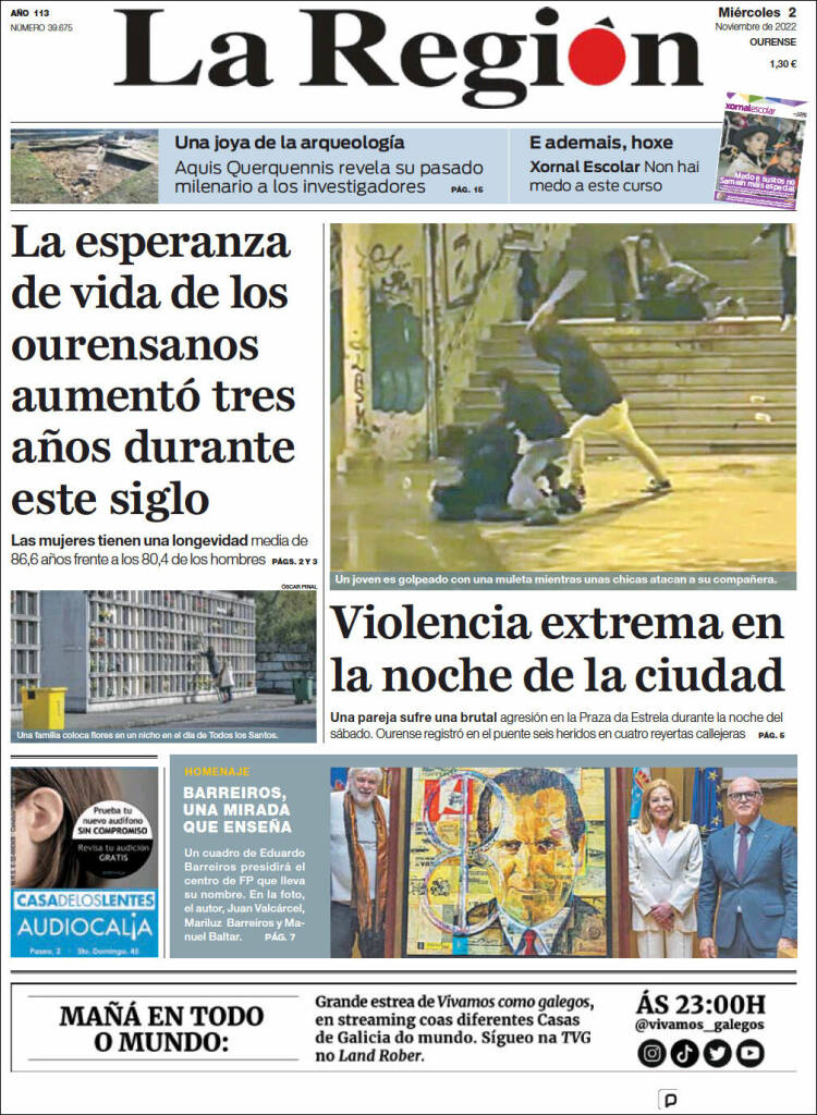 Portada de La Región de Ourense (España)