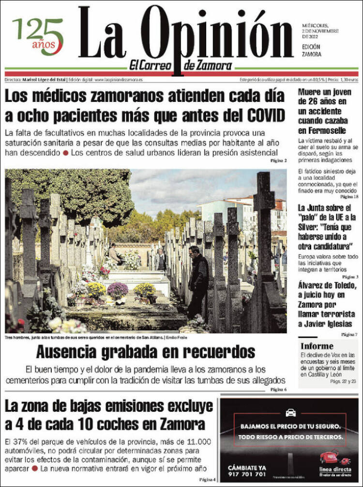 Portada de La Opinión - El Correo de Zamora (España)