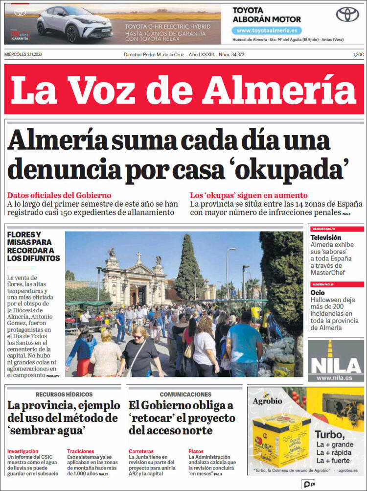 Portada de La Voz de Almería (España)